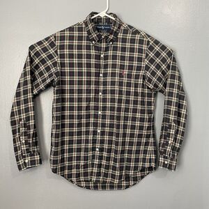 Ralph Lauren Casual Shirt Men Medium Button Down Blue Plaid Pink Pony Custom Fit